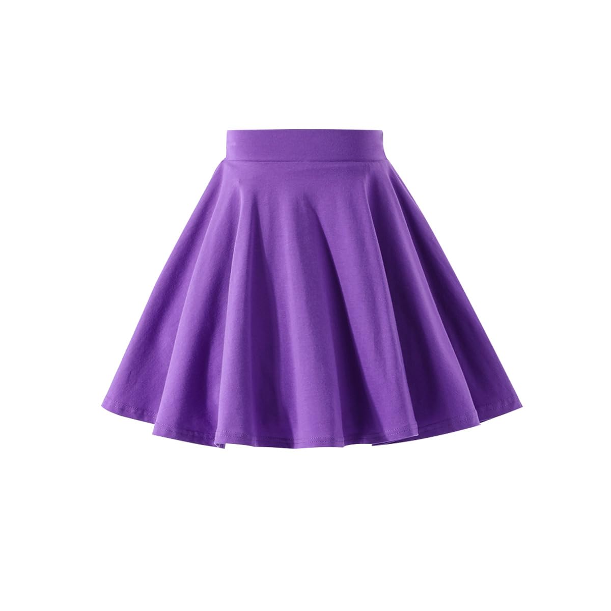 Girls Skater Skirt Elastic Waist Flared A-Line Cotton School Skirt