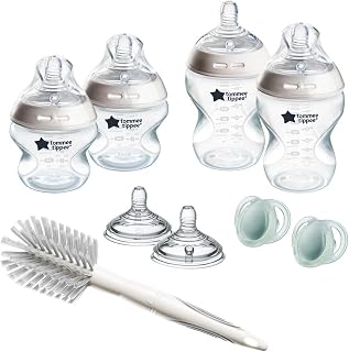 Tommee Tippee Natural Start Newborn Starter Set Anti-Colic | Includes 150ml and 260ml Bottles and Medium Flow Teats Included, BPA Free Plastic, Self-Sterilising Design