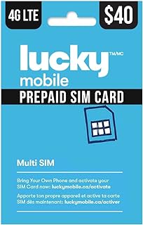 Lucky Mobile 4G LTE Prepaid 40$ SIM Card Starter Kit - Unlimited Talk Canada + 30 GB (4G Network) | 1 Month Prepaid Service Incl. | Pay as You go | Canada | Refillable