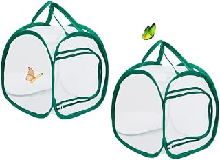 GYWHOOFT 2 Pack Collapsible Butterfly Cage Habitat, Insect Mesh Cage Terrarium Pop-up Mesh Tent Net for Raising Butterflies or Protecting Plants