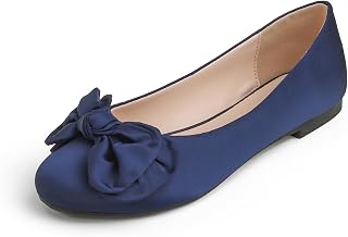 Feversole Women's Round Toe Cute Bow Satin Ballet Flats, Bailarinas de Punta Redonda Decoradas con Lazo de Mujer Bonita