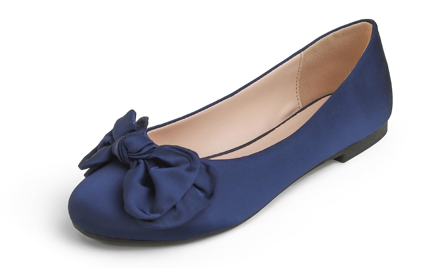 Feversole Women's Round Toe Cute Bow Satin Ballet Flats, Bailarinas de Punta Red