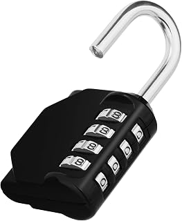 ZHEGE Vorhängeschloss Zahlenschloss, 4 Stellig Zahlencode Schloss (Schwarz) | Padlock, Combination Lock, Number Lock, Weatherproof for Cellar Door, Garden Fences, Locker Gym, Door, Cupboard