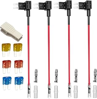 Gebildet 4pcs 12V 24V Add-a-Circuit Micro 2 Fuse Tap, Piggy Back Blade Holder With Wire Harness, 6 pcs Micro 2 Fuse (5A 10A 15A) and Puller
