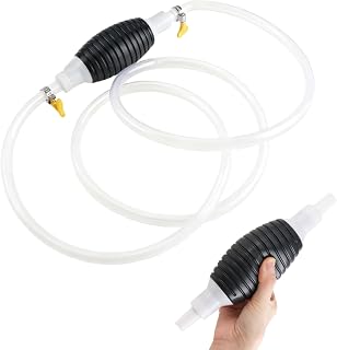 Siphon Pump Kit - 2m Syphon Pump Kit for Transferring Water, Fuel, Diesel & Oil - Portable Hand Siphon with Hose for Cars, Fish Tanks, Boats and Petrol Extraction