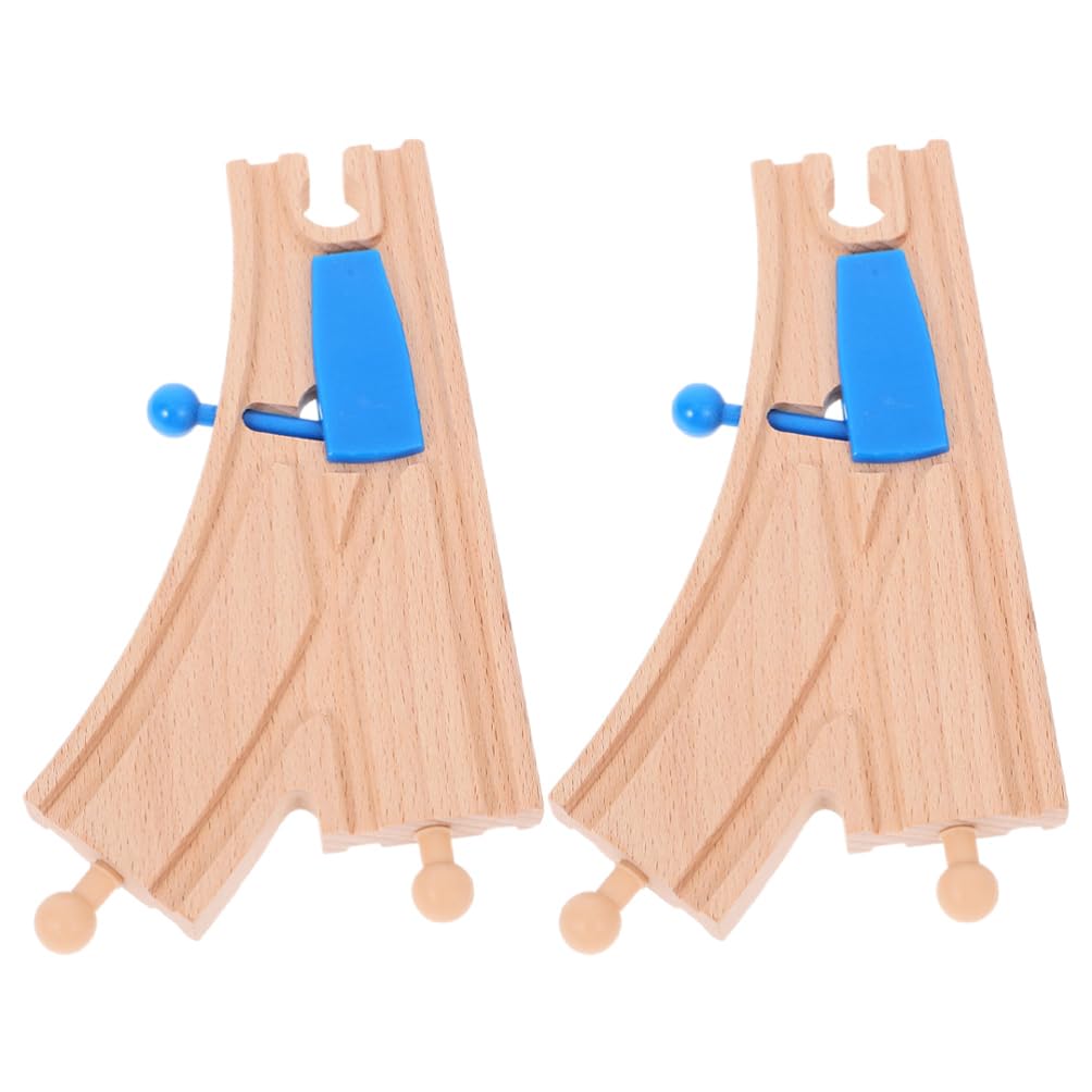 BESTonZON Wooden Train Track Intersection Switch Accessories 2-piece Train Track