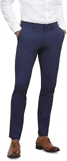 Kenneth Cole Reaction Mens Skinny Fit Flat Front 4 Way Stretch Dress Pants, Bright Blue, 33W x 30L US