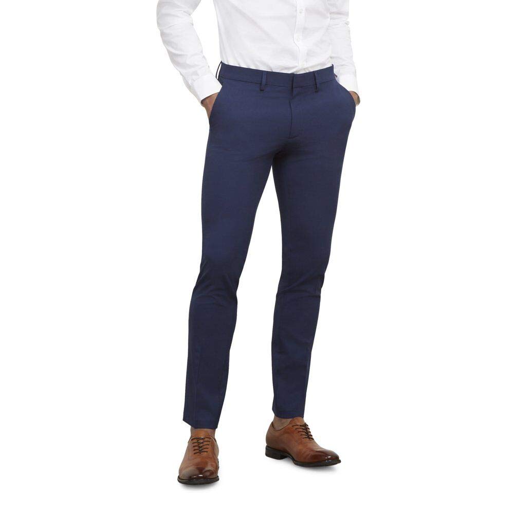 Kenneth Cole Reaction Mens Skinny Fit Flat Front 4 Way Stretch Dress Pants, Brig