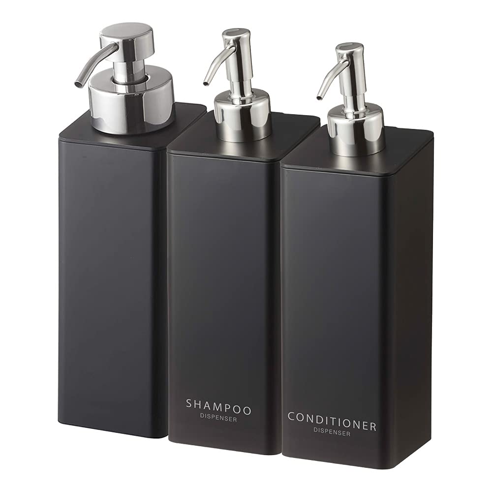 Yamazaki 5211 4259 4261 Magnetic Two-Way Dispenser, 3 Bottle Set, Shampoo, Condi