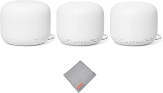 Nest WiFi Router and 2 Points - WiFi Extender with Smart Speaker - Works with Google WiFi (3 Pack) White
