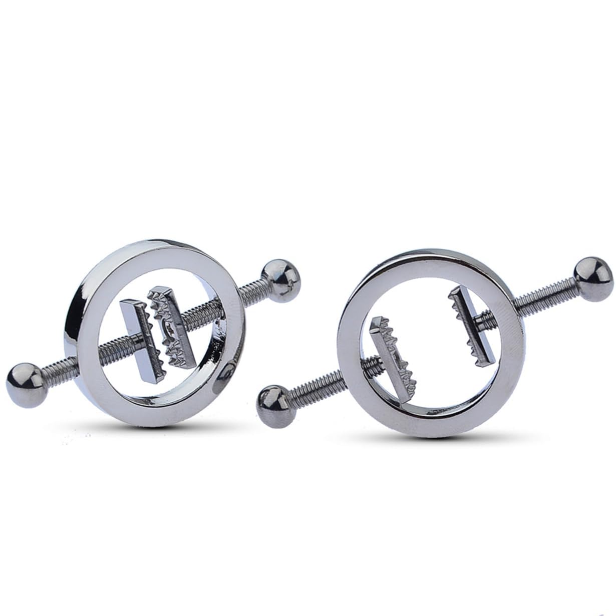 2Pcs Non-Piercing Nipple Rings with Weight Pendant - Stainless Steel Clips Adjus