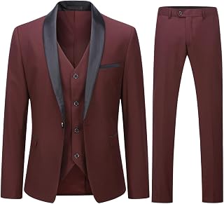 YOUTHUP Suits for Men Slim Fit Suit 3 Pieces Wedding Ceremony Lapel Shawl Smoking Blazer Pants Vest