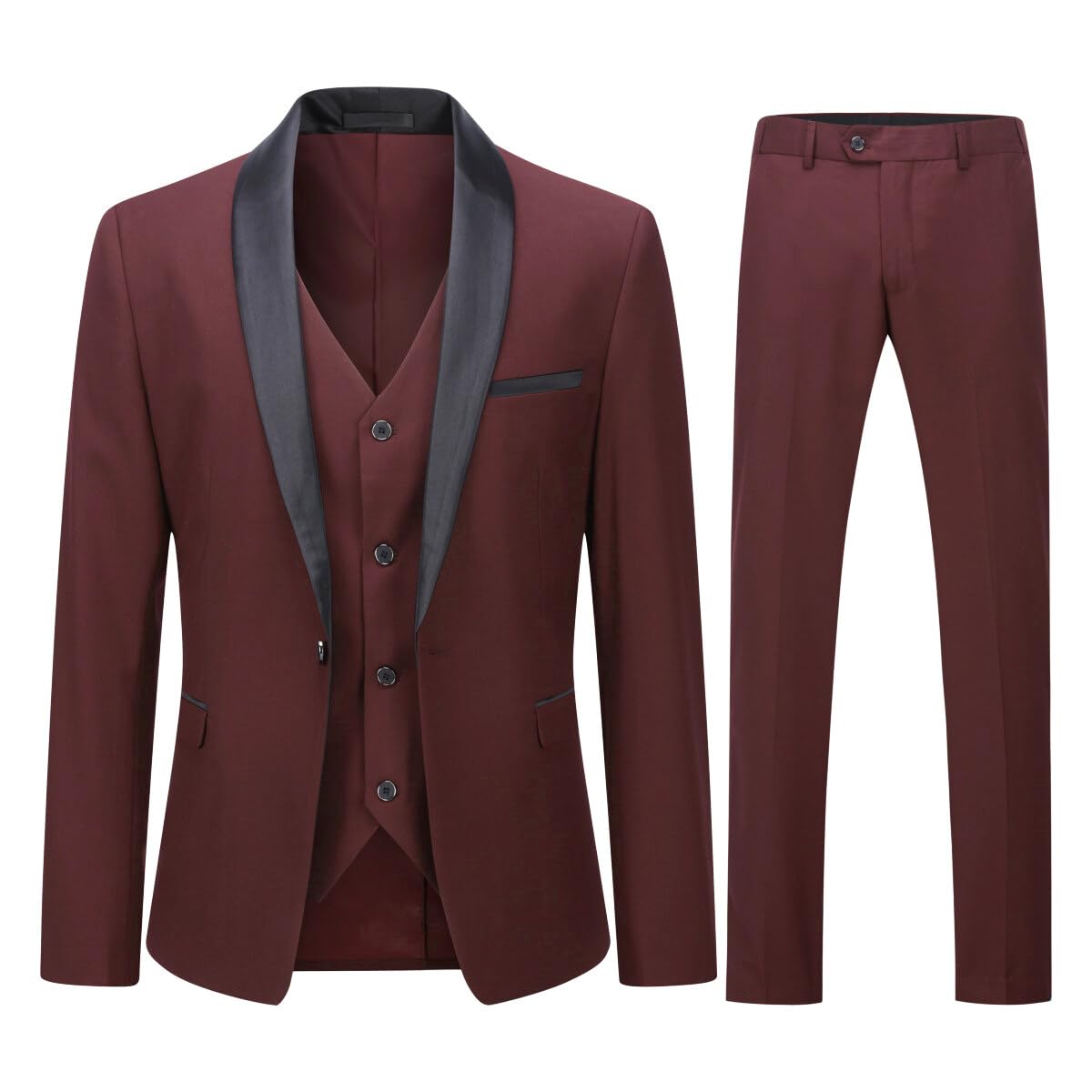 YOUTHUP Suits for Men Slim Fit Suit 3 Pieces Wedding Ceremony Lapel Shawl Smokin
