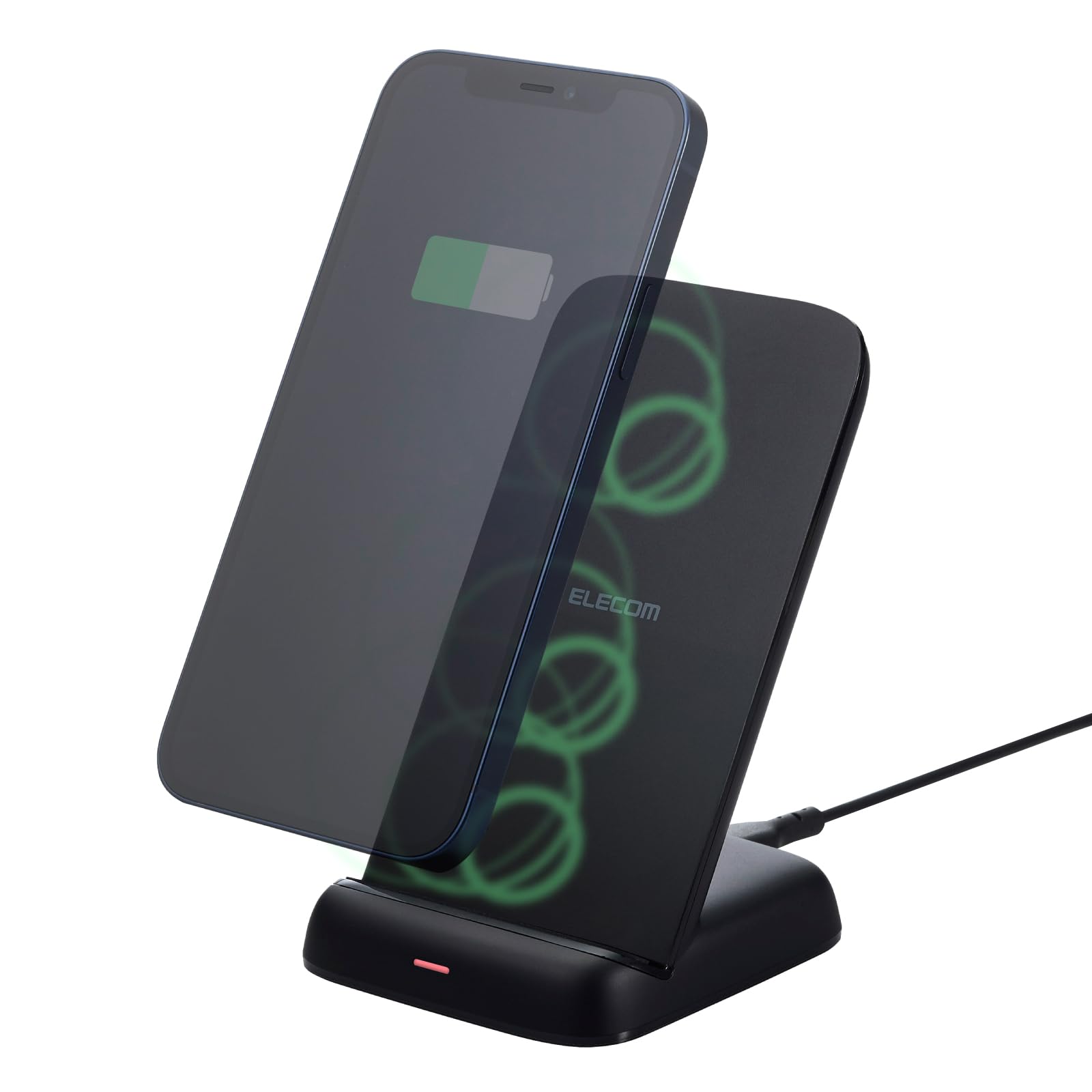 ELECOM Wireless Charger, Qi-Certified, Max 10W, Stand Type, EPP Standard Complia