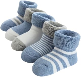 FedMois Baby Thick Winter Socks Cotton Infant Newborn Cozy Warm Socks Pack of 5