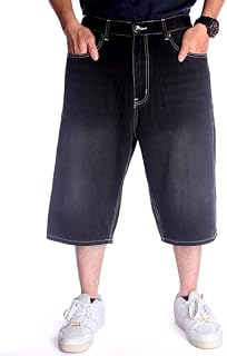 Kinghua Baggy Jean Shorts for Men Casual Loose Fit Hip Hop Skateboard Denim Shorts
