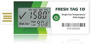 Freshliance Temperature Data Logger with LCD Display, Single Use USB Temperature Recorder with 30000 Points, Auto PDF CSV Report 30Days Cold Chain Transportation Storage, Fresh Tag 1D, 50Pack