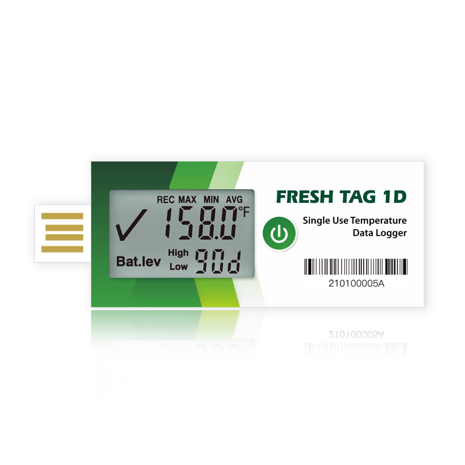 Freshliance Temperature Data Logger with LCD Display, Single Use USB Temperature