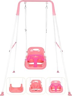 3-in-1 Toddler Swing Set, Indoor & Outdoor Foldable Baby Swing Set