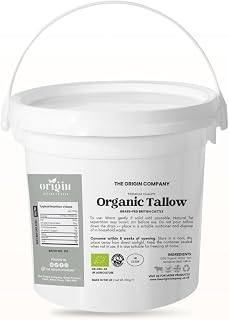 500g Origin's Organic Grass-Fed Beef Tallow Cooking Fat – 100% Pure Traditional Dripping – High Smoke Point for Frying, Roasting & Baking – No Additives – UK Produced