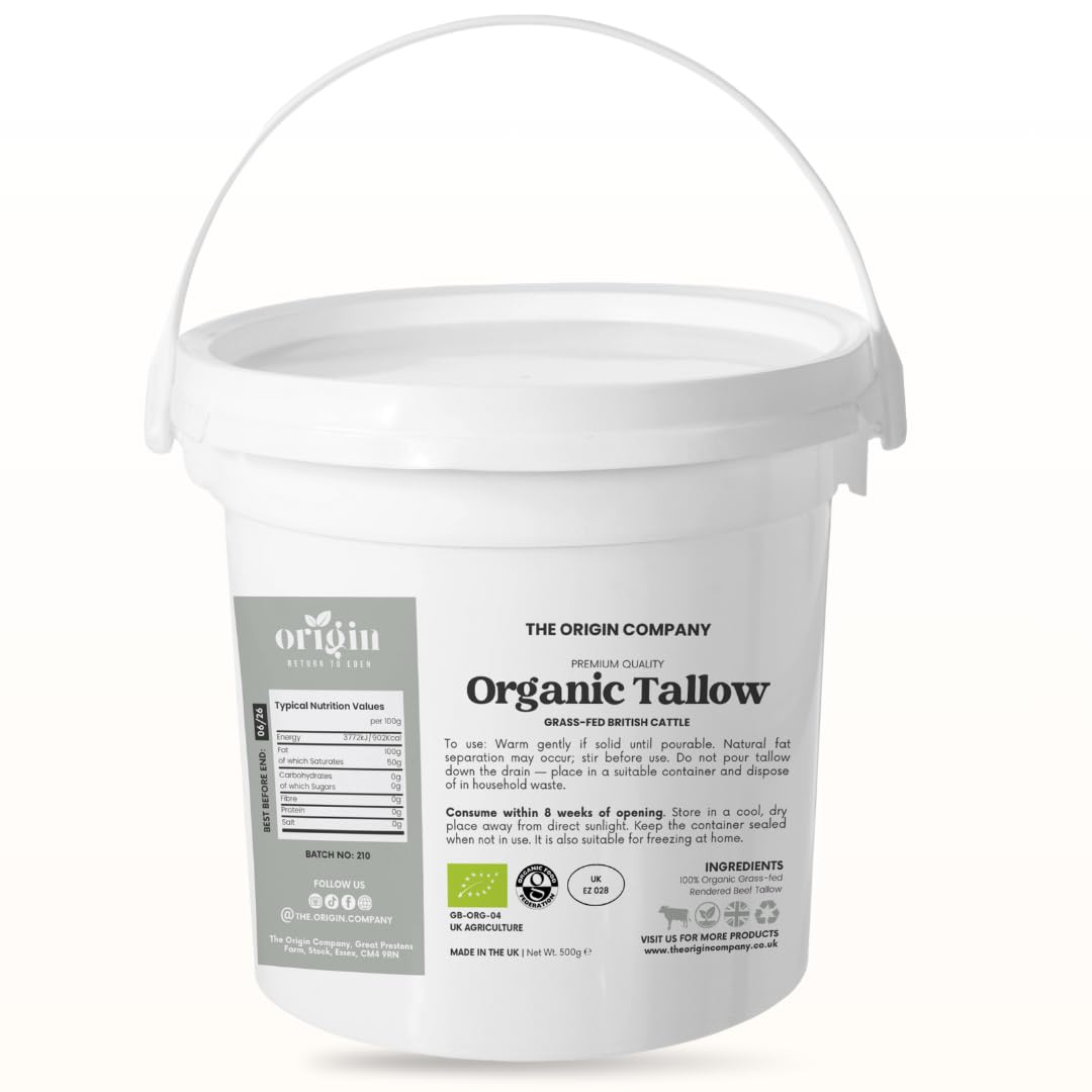 500g Origin's Organic Grass-Fed Beef Tallow Cooking Fat – 100% Pure Traditional 