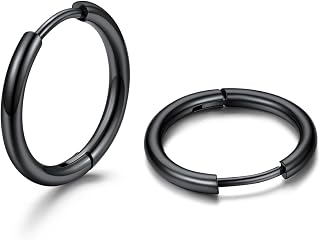 U7 Earrings for Women Small Hoops 7-16mm Huggie Earrings Width 2mm 3mm Stainless Steel Color Steel Gold Black Gift for Women