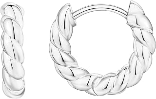 PAVOI 14K Gold Plated Twisted Huggie Earrings for Women, Dainty Huggie Hoop