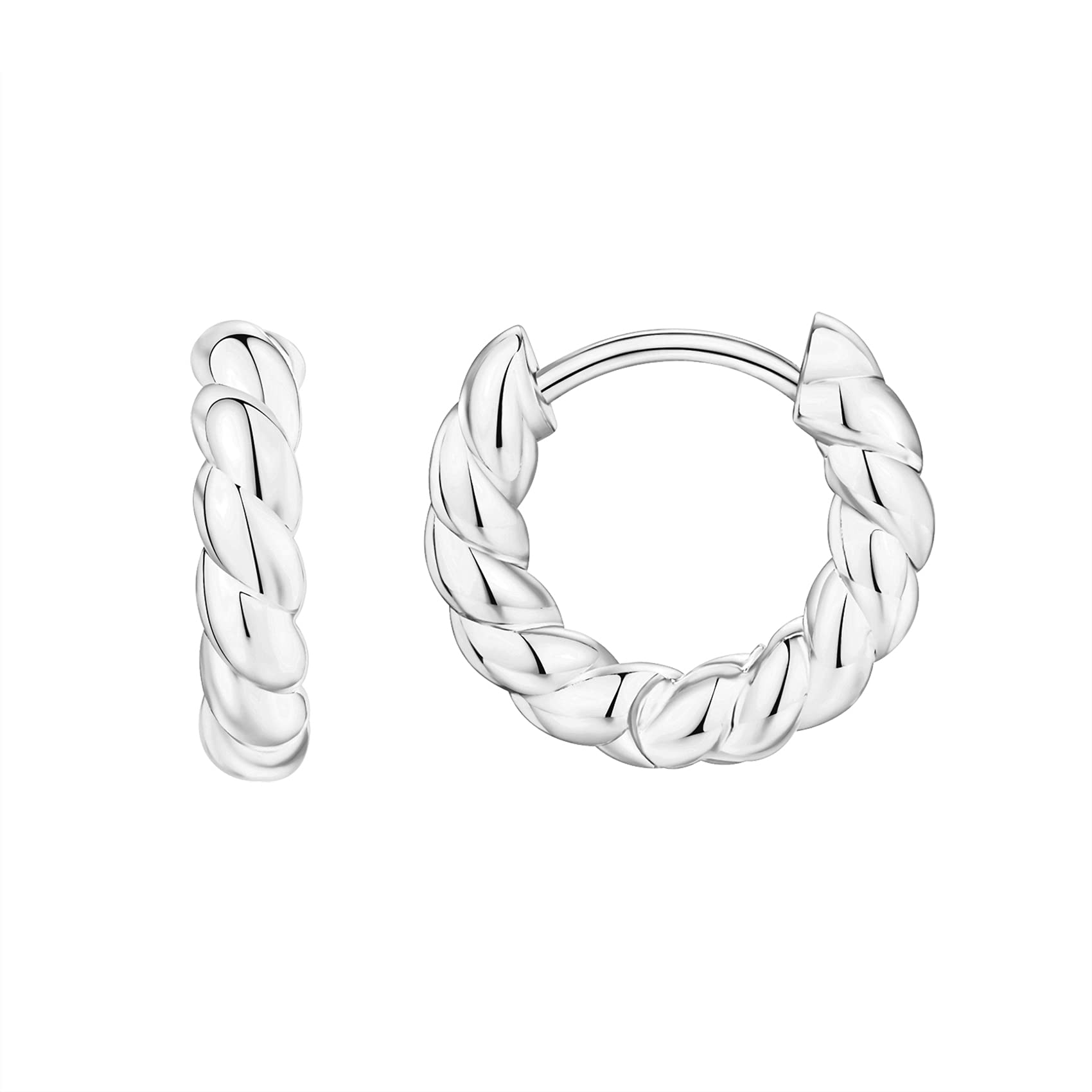 PAVOI 14K Gold Plated Twisted Huggie Earrings for Women, Dainty Huggie Hoop