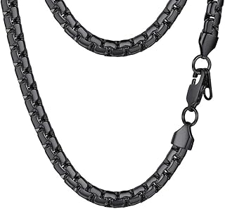 PROSTEEL Stainless Steel Flat Box Link Chain Necklace for Men