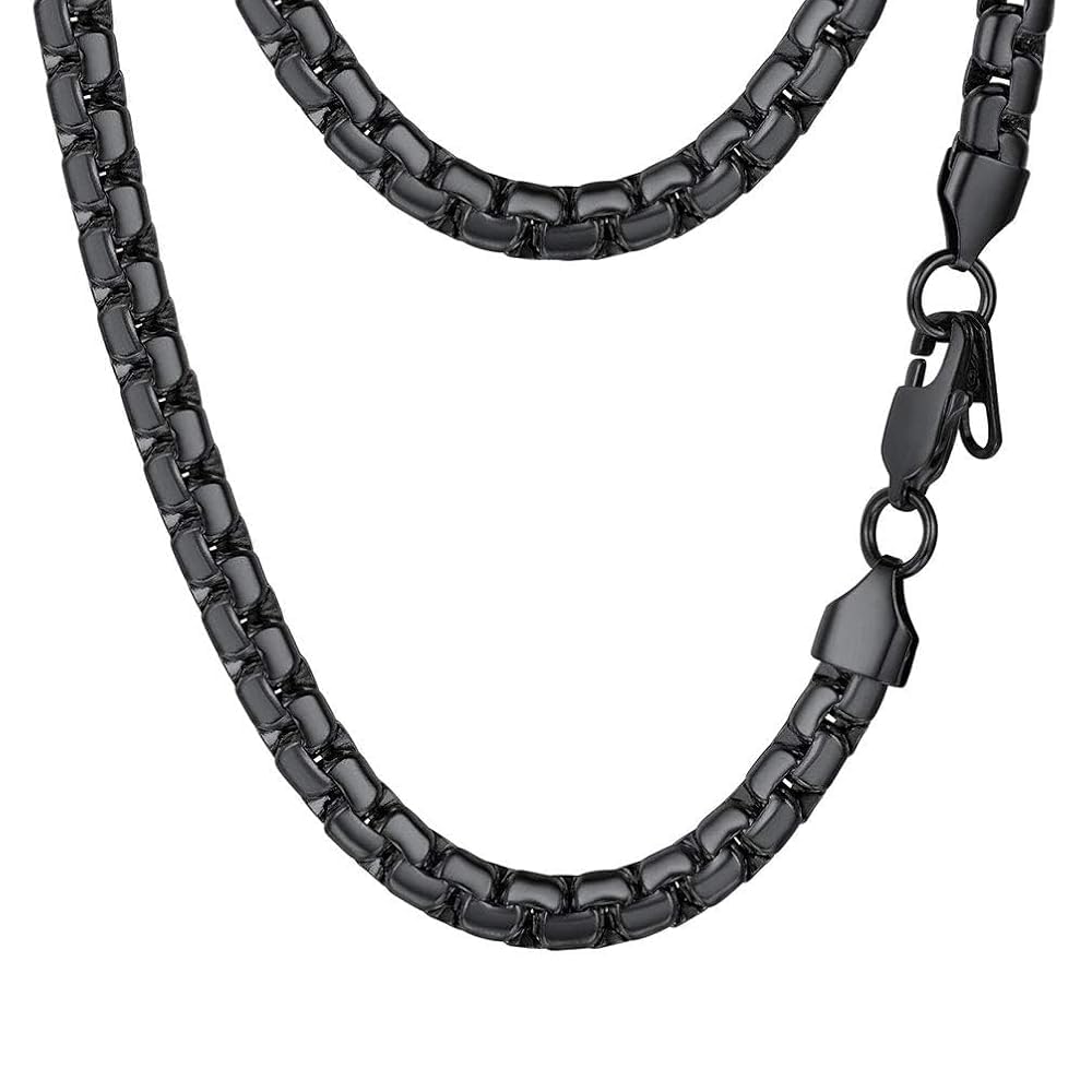 PROSTEEL Stainless Steel Flat Box Link Chain Necklace for Men