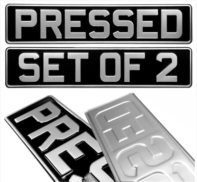 Generic Set of 2 Classic Metal Pressed Number Names Symbols Pressed Plates made 