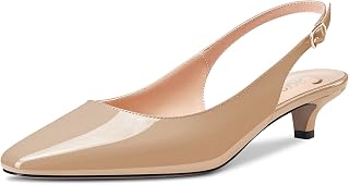 Castamere Women's Low Stiletto Kittens Heel Closed Heel Square Toe Slingback Pumps Slip-on 3.5 cm Heels Sandals Dress Cute Shoes