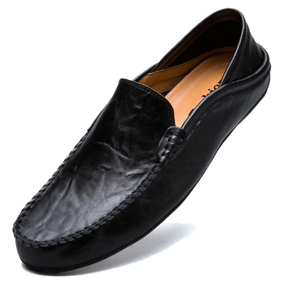 Loafers Mens Leather Penny Shoes Fashion Slip On Driving Shoes Casual Flat Mocca
