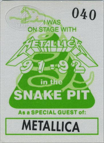 Metallica 1991 Snake Pit Promo Backstage Pass Green