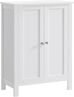 VASAGLE Bathroom Floor Storage Cabinet, Storage Unit with 2 Adjustable Shelves, Bathroom Cabinet Freestanding, 30 x 60 x 80 cm, White UBCB60W
