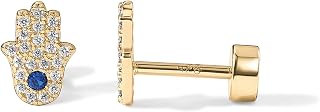 PAVOI 14K Gold Plated CZ Flat Back Earrings for Women, Cartilage Studs