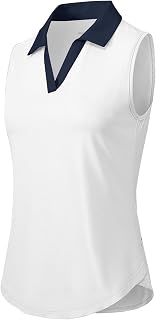 Gopune Women's Sleeveless Golf Polo Shirts Quick Dry Tennis Shirts Lightweight UPF 50+ Collared V-Neck Tank Tops