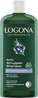LOGONA Naturkosmetik Anti-dandruff shampoo for naturally healthy hair, suitable for flaky scalp, hair shampoo with vegan formula made of organic juniper oil, 1 x 250 ml
