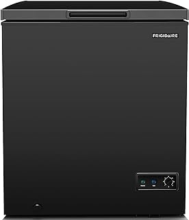 FRIGIDAIRE EFRF5003-BLACK Chest Deep Freezer-Garage-Ready, 5.0 Cu. Ft. Capacity, Black-Adjustable Thermostat-Removable Vinyl Coated Wire Basket-Easy Defrost Drain