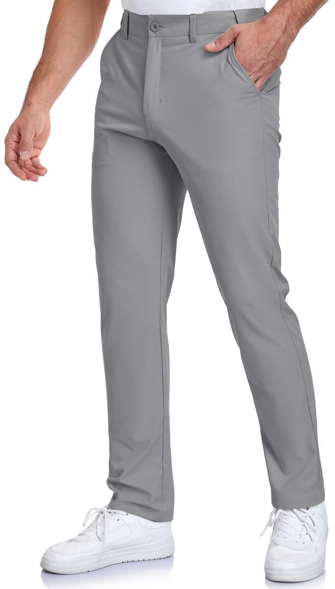 SPOSULEI Men's Golf Pants Stretch Lightweight Waist Elastic Work Business Dress 