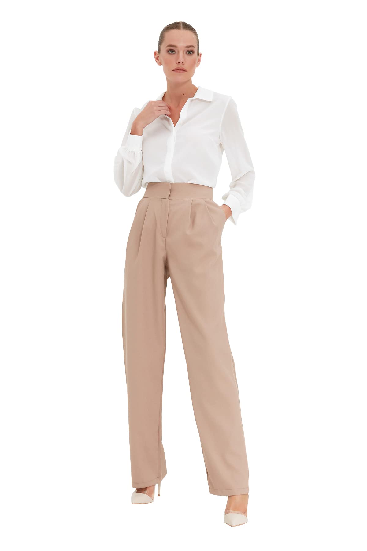 Trendyol Vizon Wide Leg Pants Calzoncillos para Mujer