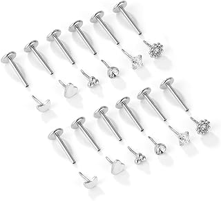 Gnoliew Threadless Flat Back Earrings Tragus Piercing Nose Studs for Women