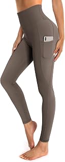 OUGES Pantalon de Yoga Taille Haute avec Poches pour Femmes Legging de Course à Pied et de Gymnastique