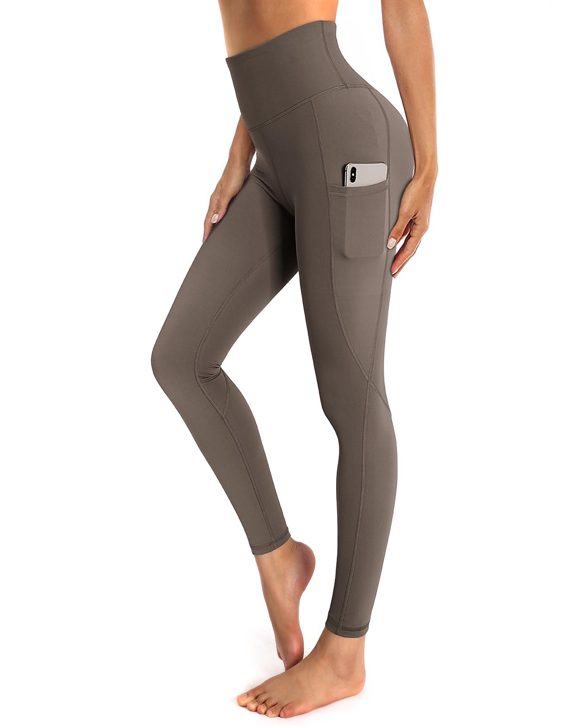 OUGES Pantalon de Yoga Taille Haute avec Poches pour Femmes Legging de Course à 