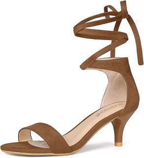 Allegra K Womens Kitten Heel Lace Up Sandals