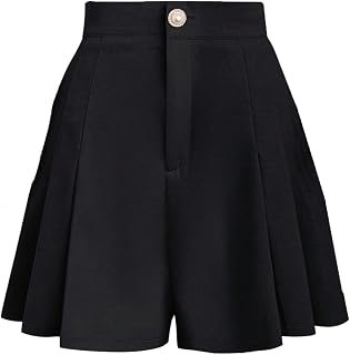 GORGLITTER Women's Pleated Dress Shorts Dressy Business Casual High Waisted Wide Leg Bermuda Work Formal Tailored Shorts