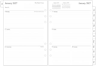 Orgnizme 2027 Diary Refill A5 Size, Week on Two Pages, Monthly Tabs, Filofax A5 Compatible