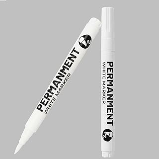 2 Pack White Acrylic Paint Markers Brush Tip Christmas Decorations Pens | for Wood Rock Fabric Ceramic,Marker Art Pens for Christmas Halloween DIY Drawing Coloring Permanent Markers