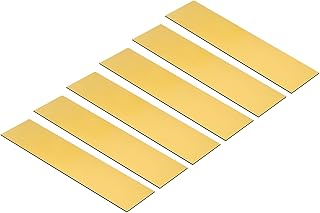 Blank Tags 8x2 Inches, 6 Pack Rectangle Tags with Laser Engraving for Personalized Name Plaques, Desk, Office, DIY Painting, Gold, Black