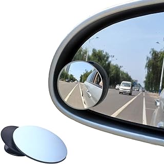 BEEWAY Blind Spot Mirrors, Round Frameless 360° Rotate Sway Adjustable HD Glass Convex Mirror Maximize RearView Universal for Car SUV Trucks Traffic Safety - Pack 2